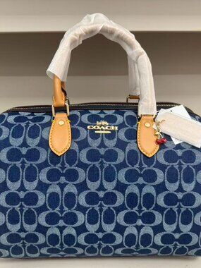 Coach Rowan Satchel Bag In Signature Denim Canvas NWT CY699